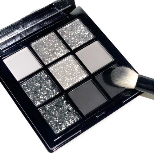 Kalanka-Palette De Fard À Paupières , 9 Couleurs Brun, Eyeshadow Glitzer Mat Shimmer Naturel Durable Imperméable Hautement Pigmenté Smokey Pour Femmes Maquillage Des Yeux (Noir Gris) 