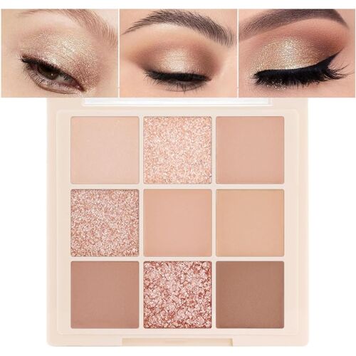 Kalanka-Palette De Fards À Paupières En 9 Teintes Nude, Palettes De Maquillage Pour Femmes En Couleurs Naturelles Et Lumineuses, Longue Tenue, Apparence Naturelle, #03 