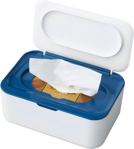 KALANKA-3 types de couleurs, 19 × 13 × 7,5 cm, boîte de rangement pratique pour cuisine, salle de bain et bureau, boîte à lingettes humides et papier hygiénique (bleu)