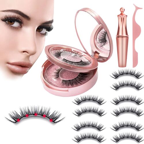 Kalanka-Lot De 5 Paires De Faux Cils Magnétiques (5 Paires) Avec Eye-Liner, Faux Cils Magnétiques, Naturels, Réutilisables 