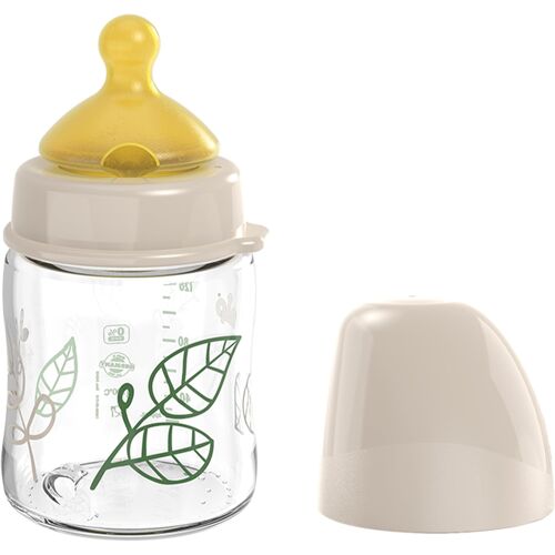 Kalanka-Nip Cherry Biberon À Col Large En Verre, Avec Tétine En Caoutchouc Naturel, Anti-Colique, Taille S, Dès La Naissance, 120 Ml, Marron