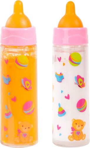 KALANKA-79201AE Biberon Magique de Jus d'orange et Lait, Bouteille à Boire, Accessoire pour Poupées, Poupon, Jeu d'Imitation, Blanc, Orange