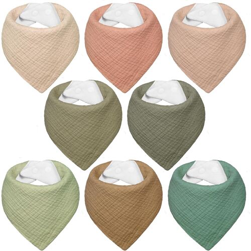Kalanka-Bavoirs Bebe Naissance Mousseline, Bandana Bavoir Pour Bébé, Pour Unisex Fille Et Garçon, Hautement Absorbant, Respirants Et Ajustable, 8 Pièces