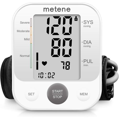 Tensiomètre Metene, Appareil Automatique De Mesure De La Tension Artérielle Au Bras, Brassard Numérique Ajustable Pour Usage Domestique, Grand Écran Avec Mémoire De 240 Mesures
