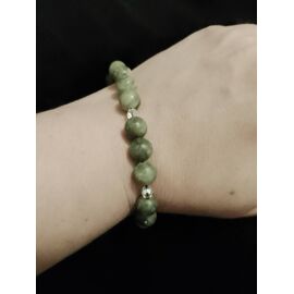 Bracelet Artisanal En Pierres Et Cristal Vert/Translucide .
