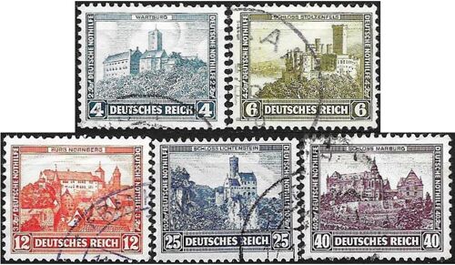 Allemagne, Rép. De Weimar 1932, Belle Série Complète Timbres Oblitérés Yvert 462 463 464 465 466, Au Profit De L'Oeuvre Des 1ers Secours, Chateaux, Cote 80 Euros.