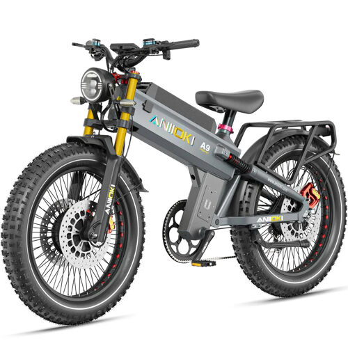 Vélo Électrique Aniioki A9pro Max 26 Pouces - Double Moteur 6000w - 60v80ah - Vitesse Maximale 75km/H - Plateau 72 Dents - Couple 250 Nm - Transmission Shimano 7 Vitesses - Ipx6 + Bluetooth-Gris