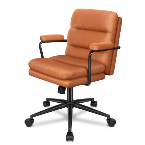 ALFORDSON Chaise de Bureau, Chaise de Bureau Confortable avec Accoudoirs Rembourrés, Chaise en Croix avec Roulettes pour Home Office, Chaise Informatique Ergonomique pour Salon, Similicuir, Marron