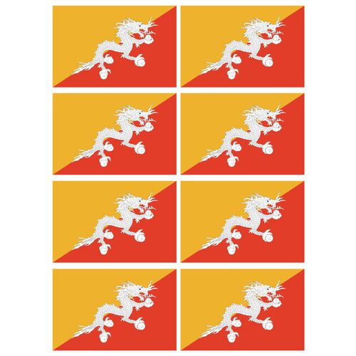 Drapeau Bhutan - 8 Stickers - 9.5 X 6.3 Cm - Sticker/Autocollant
