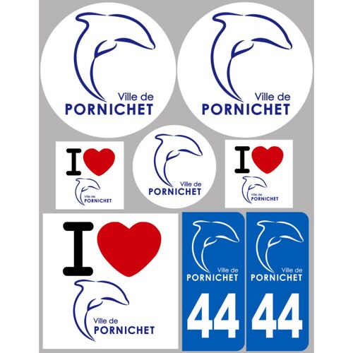 Pornichet - 8 Autocollants Variés - Sticker/Autocollant
