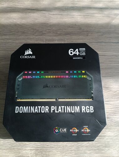 Corsair barrette de mémoire dominateur Platinum RGB 64 Go DDR4 3600 mhz CMT64X4M4Z3600C16