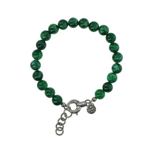 Bracelet Femme Albert M. Jewels - Perles De Quartz Vert Et Charm Argent 925
