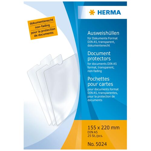 Herma 5024 Protecteur De Feuilles 150 X 210 Mm (A5) Polypropylène (Pp) 25 Pièces
