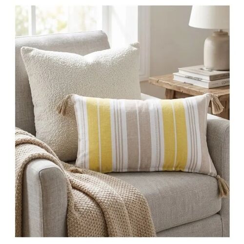 Coussin Avec Pompons 30 X 50 Cm Nature Line Jaune