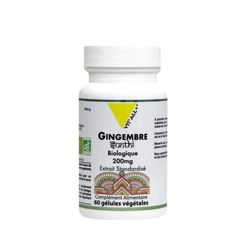 Vitall+ Gingembre Bio 200mg Extrait Standardisé 60 Gélules Végétales 