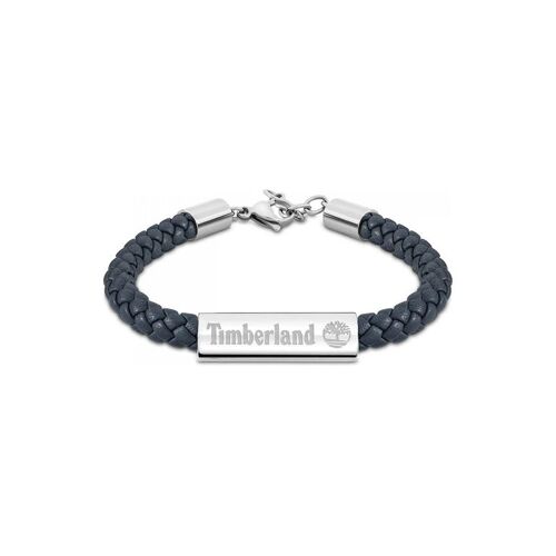 Bracelet Homme Timberland Baxter Lake - Cuir Tressé Bleu Et Plaque Acier Inoxydable