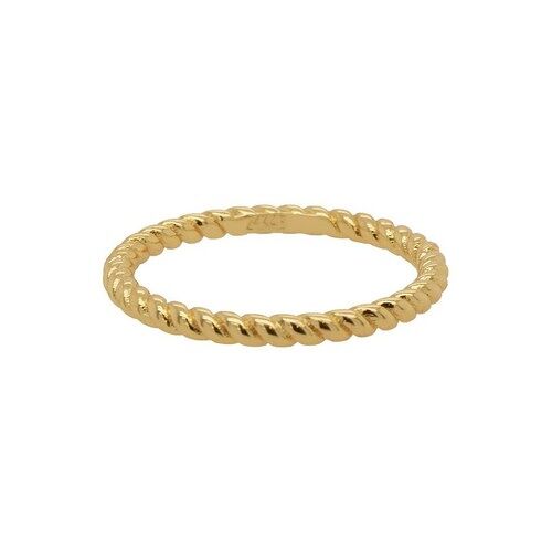 Bague Femme 24kae - Anneau Fin Style Corde En Argent 925 Doré