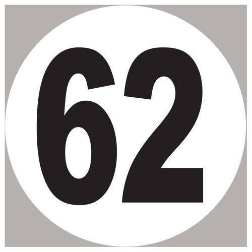 Numéro 62 - 5x5cm - Sticker/Autocollant