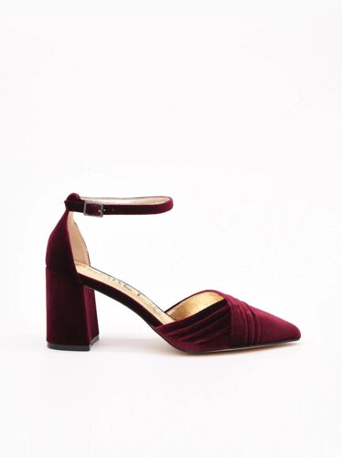 Escarpins En Velours Bordeaux Avec Bride La Cheville