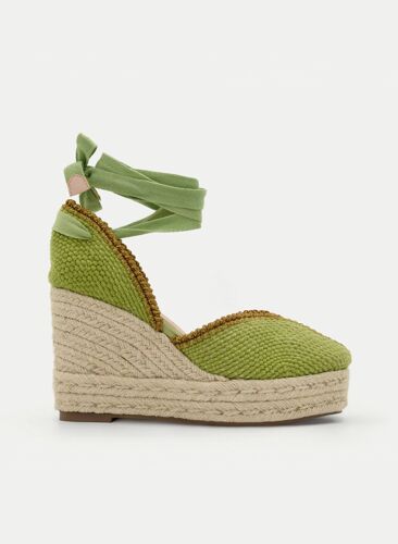Espadrilles Compensées Vertes Avec Plateforme