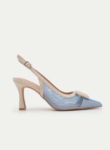 Chaussure Décolletée Beige En Résille Avec Talon