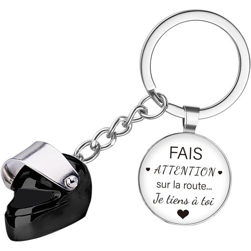 Kalanka-Porte-Clés Voiture Moto Avec Casque Porte Clef Pendentif Personnalisé Avec Fais Attention Sur La Route Cadeau Pour Homme Femme Ami