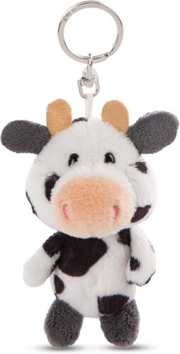 KALANKA-62245 Porte-clés avec peluche au motif de vache Cowluna, 10 cm, blanc, compagnon fidèle pour sac à dos ou sac à main, pour petits et grands