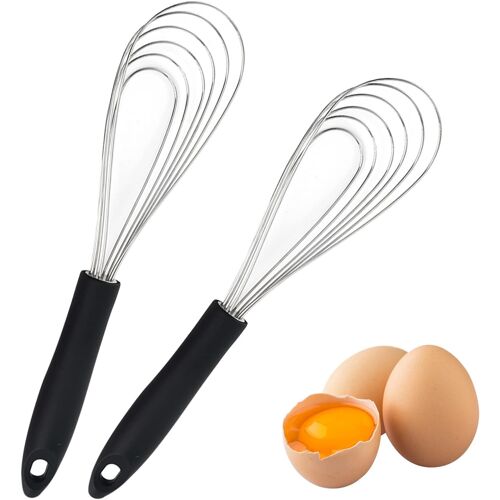 Kalanka-Lot De 2 Fouets Cuisine De Fouets En Acier Inoxydable Et Silicone Antiadhésif,27cm Fouet Acier Inoxydable, Mousseur À ?Ufs Pour La Cuisson, Le Mélange
