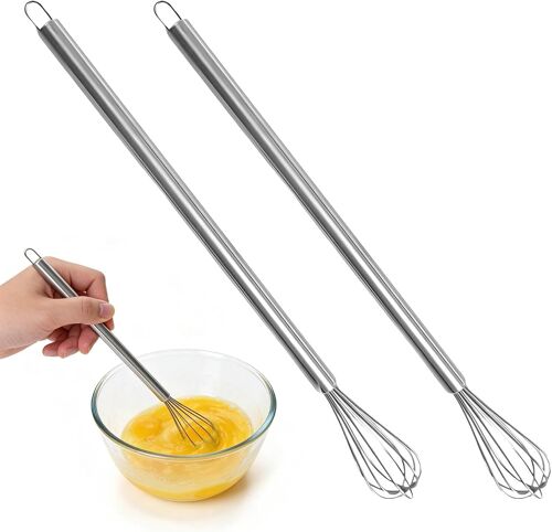 Kalanka-2 Pièces Fouet Cuisine Petits, Mini Fouet Pour Tasses, Mousse Avec Poignée En Acier Inoxydable Petit Pour Faire Mélanger, Remuer La Pâte Les ?Ufs Mousser Fouetter Argent