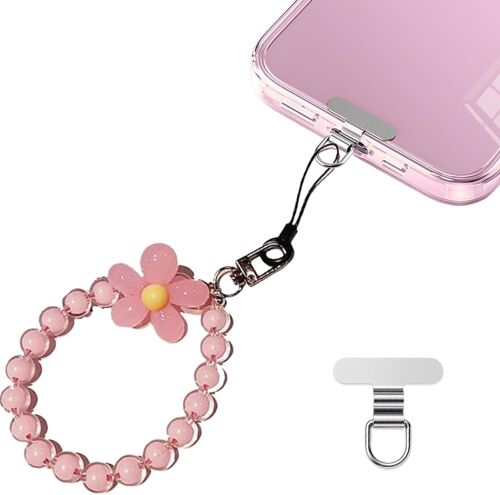 KALANKA-Longe de Téléphone Portable, Anti-Perte de Téléphone Portable Pendentif Chaîne avec Fleur, Charme De Téléphone, Décoration de Téléphone Portable Dragonne Bracelet Porte-Clés Longe