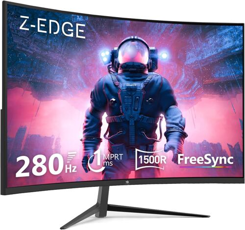 Z-Edge Écran PC Gamer incurvé 27 pouces 280 Hz (DP), 1 ms, FreeSync, FHD, dalle VA 1500R, inclinaison réglable - Moniteur gaming