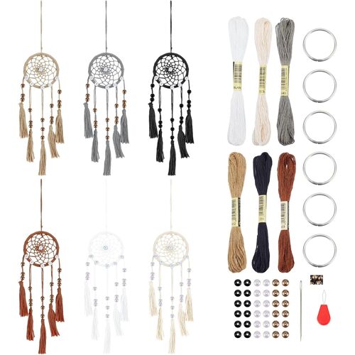KALANKA-Lot de 6 mini attrape-rêves colorés faits à la main pour porte-clés, porte-clés et breloque pour sac à dos, intérieur de voiture
