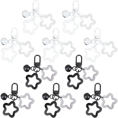 Kalanka-Porte Clés Étoile En Acrylique 10 Couleurs Noir Et Blanc Pentagramme À Cinq Branches Pendentif Fermoir Pour Sac À Main Femme Homme Voiture Sac À Dos Décoration
