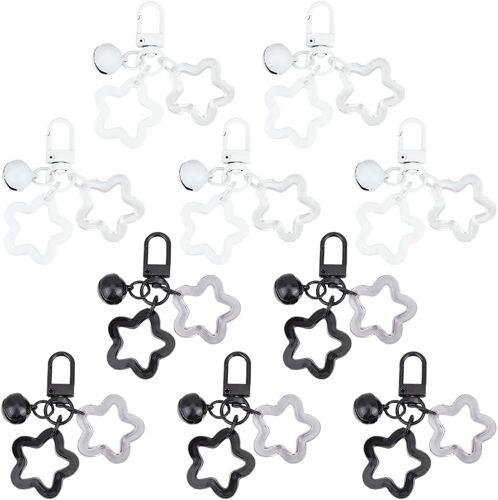 Kalanka-Porte Clés Étoile En Acrylique 10 Couleurs Noir Et Blanc Pentagramme À Cinq Branches Pendentif Fermoir Pour Sac À Main Femme Homme Voiture Sac À Dos Décoration