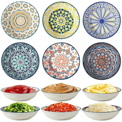 Kalanka-6 Pièces Ensemble De Bols À Tapas, 10×2cm Bols À Collation Empilables En Porcelaine, Petits Bols À Sauce Soja En Céramique, Mini Bols À Sauce Soja, Pour Sauce Soja, Snacks, Sauces, Tapas, Sus