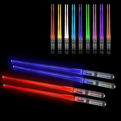 Kalanka-Light Up Baguettes Lightsaber Baguette Chinoise Avec 9 Modes De Couleur, Lightsaber Baguette Réutilisables Sans Bpa Illuminating Chopstickspour Cuisine Dinner Party Sushi, 2 Paires