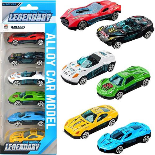 KALANKA-Jeu de 6 Voitures Miniatures à friction, Voitures Jouets pour Enfants, Autos Métalliques avec Camion de Transport - Cadeau Idéal pour Filles et Garçons à partir de 3 Ans