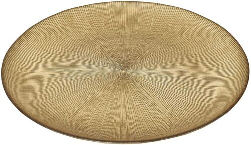 Kalanka-- Ka6136 Assiette En Verre Doré 27 Cm - Conçue Pour Dîners Et Occasions Spéciales - Verre Résistant Et Facile À Nettoyer - Or - 27 Cm