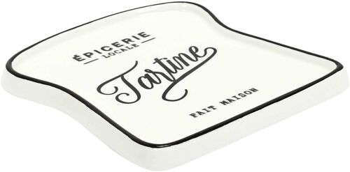 Kalanka-- Ka5978 Assiette À Toast En Grès - Conçue Pour Brunch Et Dîners Élégants - Résistante Et Facile À Nettoyer - Dimensions 17 X 16 Cm - Couleurs Blanc Et Noir