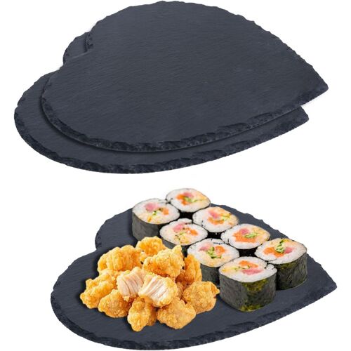 Kalanka-Lot De 2 Plateaux En Ardoise Pour Écrire - 20 X 20 Cm - Pour Sushis, Fromage, Décoration De Table