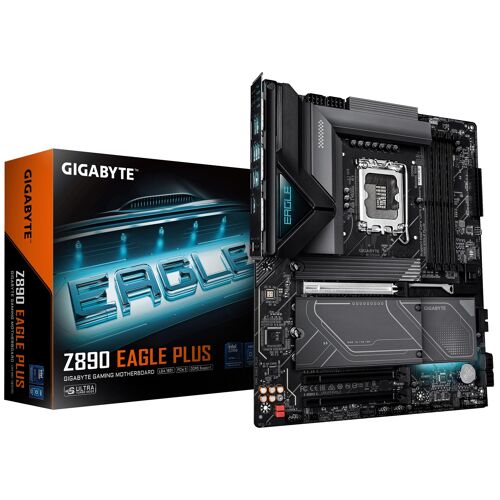 GIGABYTE Z890 EAGLE PLUS Carte Mère - Compatible avec les processeurs Intel Core Ultra (Série 2), VRM 14+1+2 phases, jusqu'à 9466 MHz DDR5 (OC), 1x PCIe 5.0 M.2 + 3x PCIe 4.0 M.2, LAN 2.5 GbE, USB4