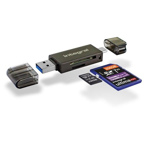 Integral - Lecteur de carte (microSD, microSDHC, microSDHC UHS-I, microSDXC, microSDXC UHS-I, SD, SDHC, SDXC, SDHC UHS-I, SDXC UHS-I) - USB 3.1 Gen 1 / USB-C