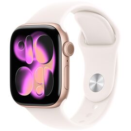 Apple Watch Series 11 GPS + Cellular 42mm Boitier en Aluminium Or Rose avec Bracelet Sport Rose Tendre S/M