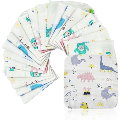 Kalanka-20 Pièces Enfants Serviette Carrée, Accessoires De Bain, Molles Pour Le Visage, En Coton Fin, Réutilisables, Hoquet Tissu, Unisex (Motif Aléatoire)