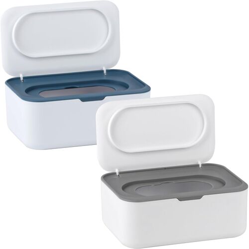 Kalanka-Lot De 2 Distributeurs De Lingettes Pour Bébé, Porte-Lingettes Humides, Porte-Papier De Soie Sec Et Humide, Boîte De Rangement Pour Mouchoirs Avec Couvercle, Garde Les Lingettes Humides Fraîc