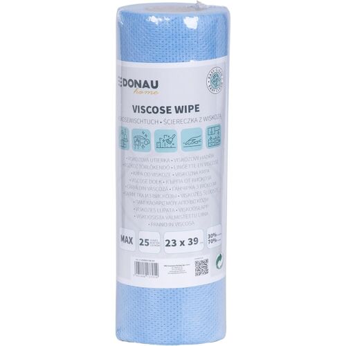 KALANKA-Lingettes 70% viscose/lingettes ménagères/chiffons de nettoyage pour meubles/résistant/absorbant/doux/sans rayures/anti-salissures/rouleau/23 x 39 cm/25 feuilles/bleu