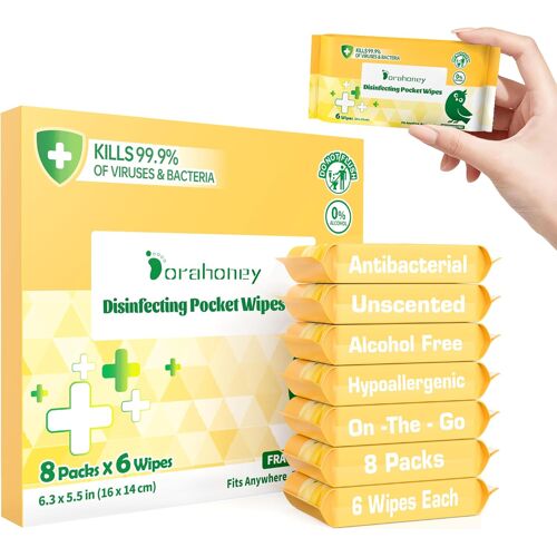 KALANKA-Lingettes Nettoyantes Antibactériennes Multi-Usages, Format Voyage, Lot de 8 (48 Lingettes au Total)