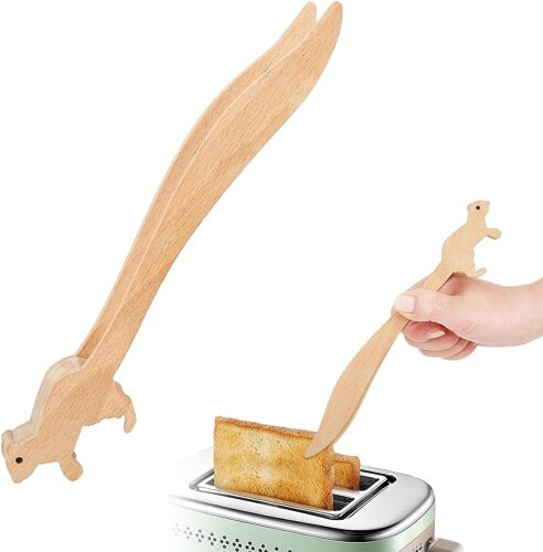 Kalanka-Pince À Toast En Bois ¿ Écureuil, Grande Pince De Cuisine Polyvalente En Bois, Antidérapante, Résistante À La Chaleur, Facile À Nettoyer, Ustensile De Cuisine Pour Fromage, Bacon, Muffins Et