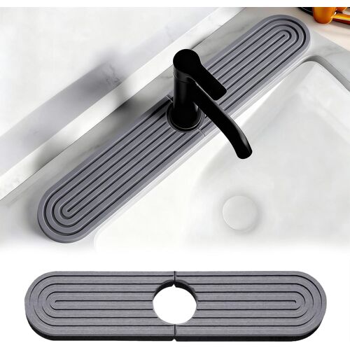 KALANKA-Tapis Egouttoir, Anti éclaboussures en Diatomite, Tapis Evier Cuisine de 45 x 10 cm, Tampon de Sechage Evier, Protecteur D'évier Absorbant pour Cuisine et De Salle de Bain (Gris Foncé)