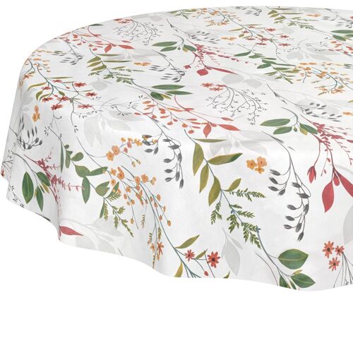Kalanka-Nappe En Toile Cirée Lavable, Facile D'entretien, Imperméable, Effet Lotus, Pour Table De Jardin, Naturelle, Ronde, 140 Cm, Bord Coupé